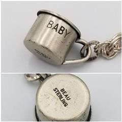 Vintage 925 Sterling Silver BEAU Baby Themed & Happy Birthday Charm Bracelet 7